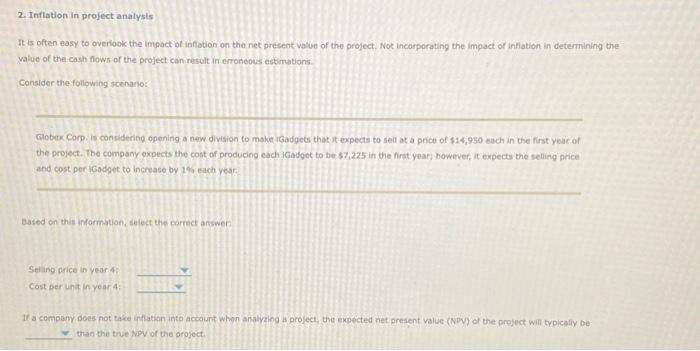 2. Inflation in project analysis It is often easy to overlook