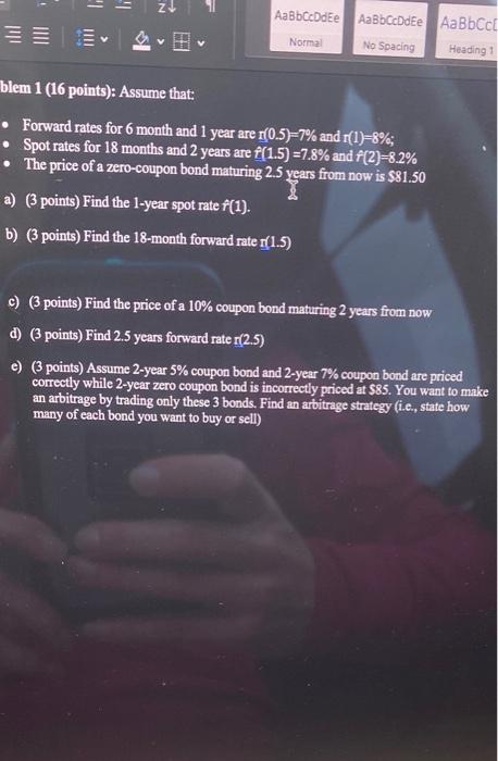 I do not understand how to get forward and spot rates without