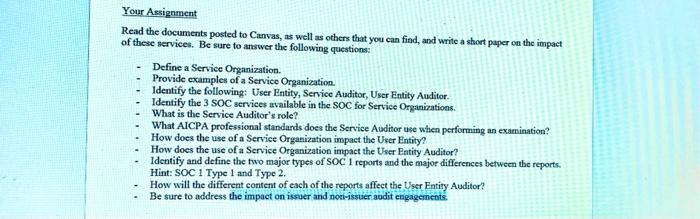  Your Assignment Read the documents posted to Canvas, as well as