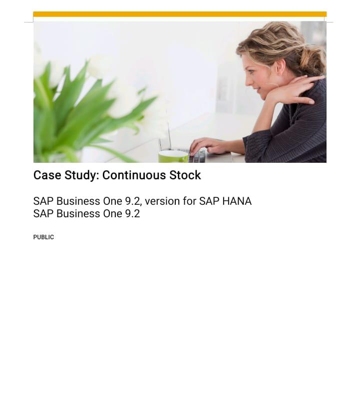  Case Study: Continuous Stock SAP Business One 9.2, version for SAP