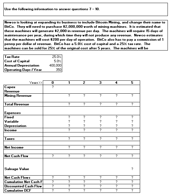  Use the following information to answer questions \\( 7 \\mathbf{- 1