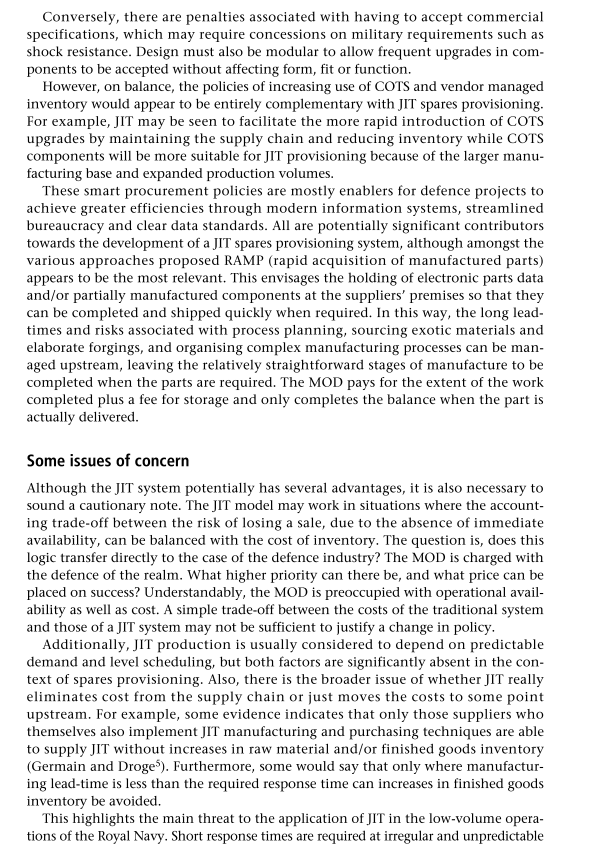 32 The Royal Navy: JIT based ship spares provisioning Case date 2001