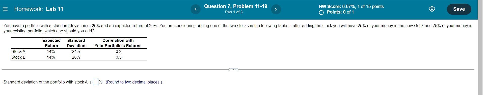  = Homework: Lab 11 Question 7, Problem 11-19 Part 1 of