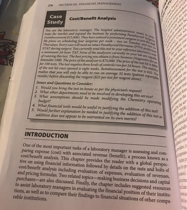  SECTION 111: FINANCIAL MANAGEMENT 270 Case Cost/Benefit Analysis Study You are