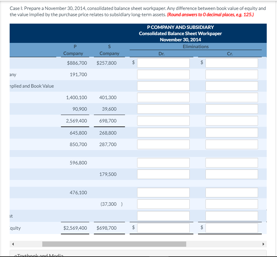 30, 2014, just after the parent had purchased 90% of the subsidiarys