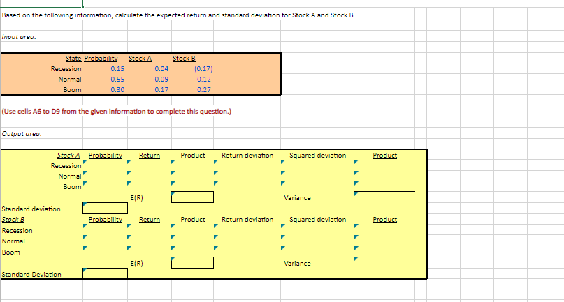 Based on the following information, calculate the expected return and standard