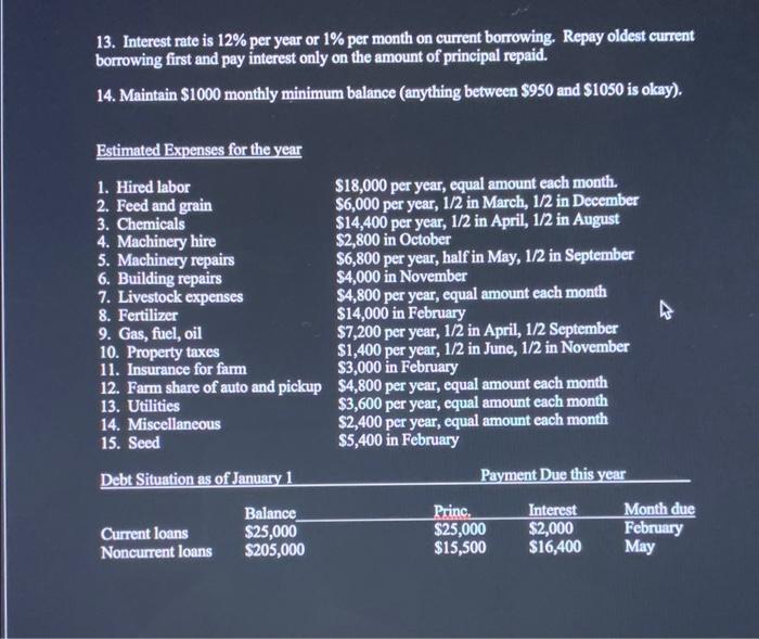 cash flow budget for next year. The following information should be all
