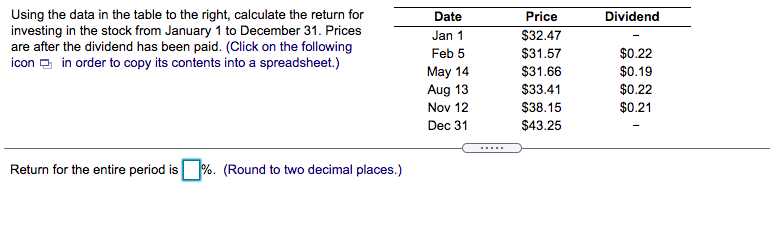 the answer is NOT 35.79. HELP. Dividend Using the data in the