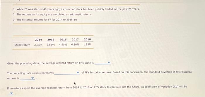 a given time period are called realized returns. Historical data on realized