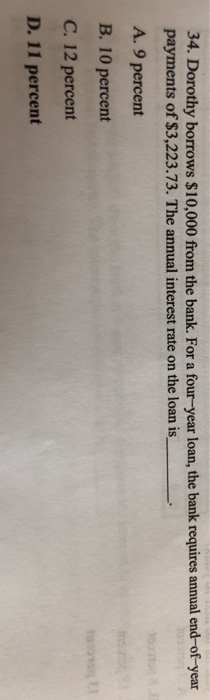interest to be repaid in four equal annual . A. $1,482 B.