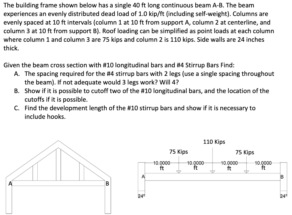  The building frame shown below has a single 40 ft long