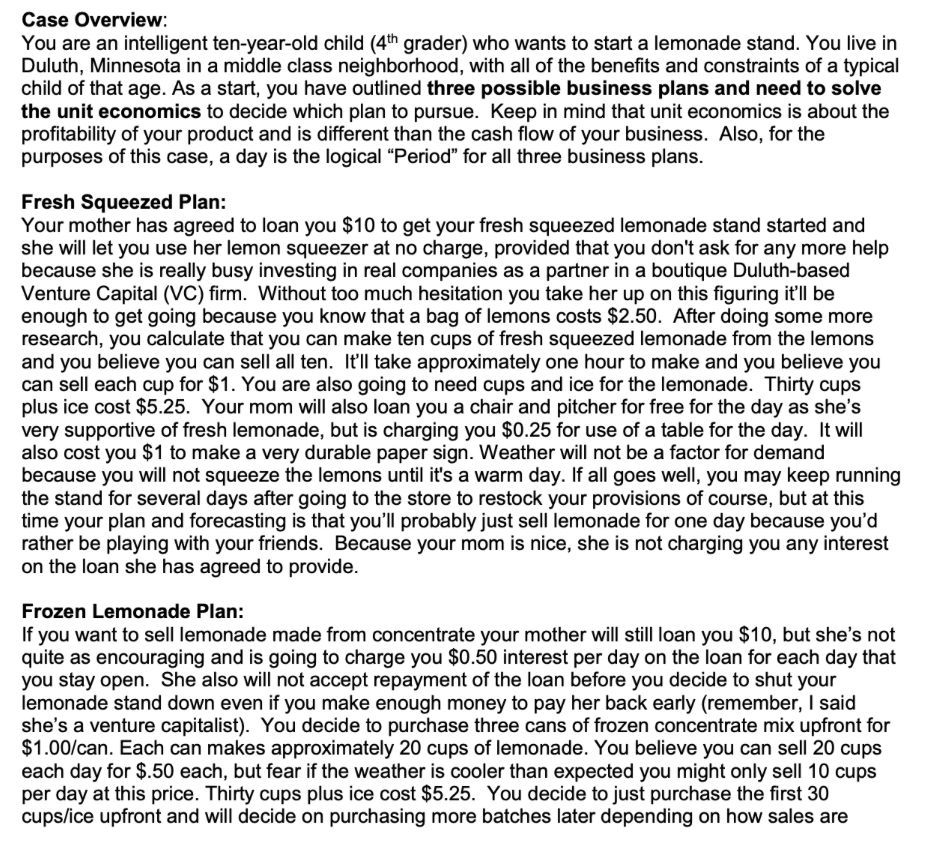 Note: This problem is different than already posted results. Case Overview: You