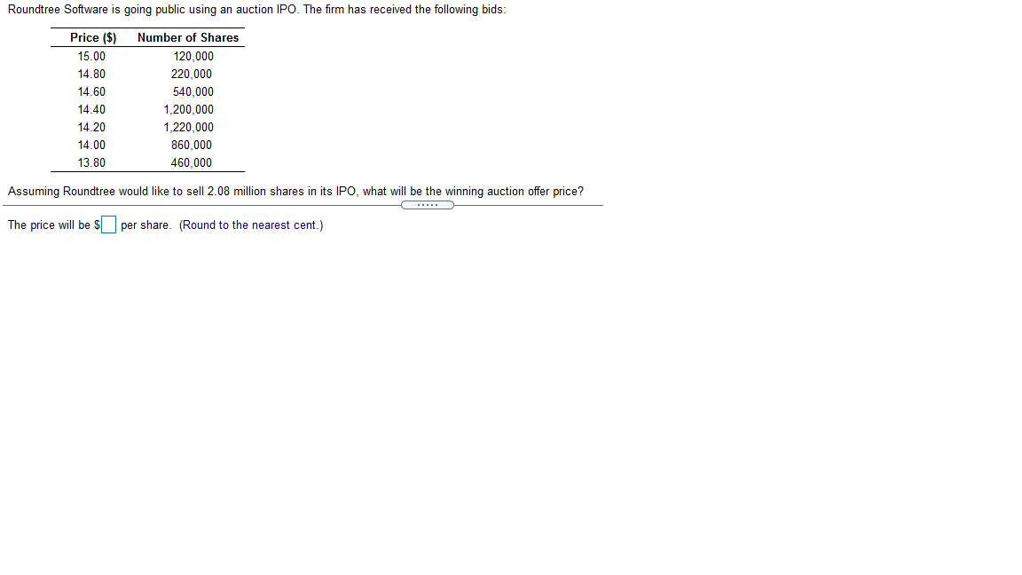  Roundtree Software is going public using an auction IPO. The firm