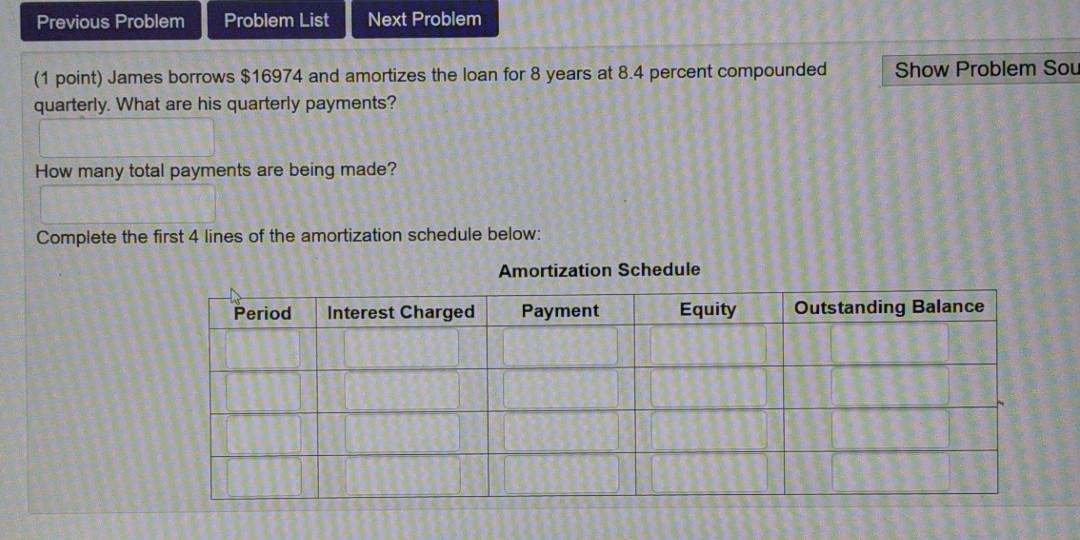  Previous Problem Problem List Next Problem Show Problem Sou (1 point)