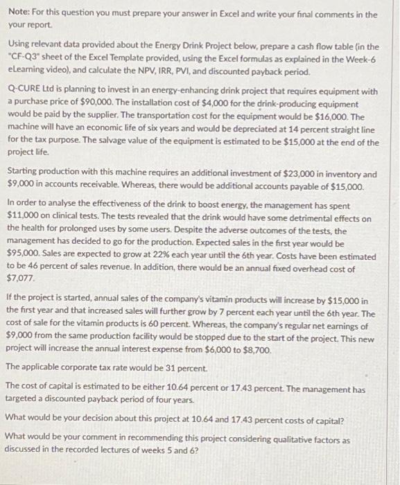 financial management Note: For this question you must prepare your answer in