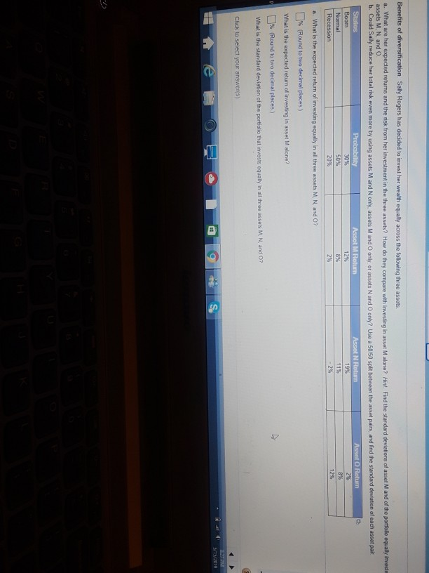 please help stuck a. What are her expected returns and the