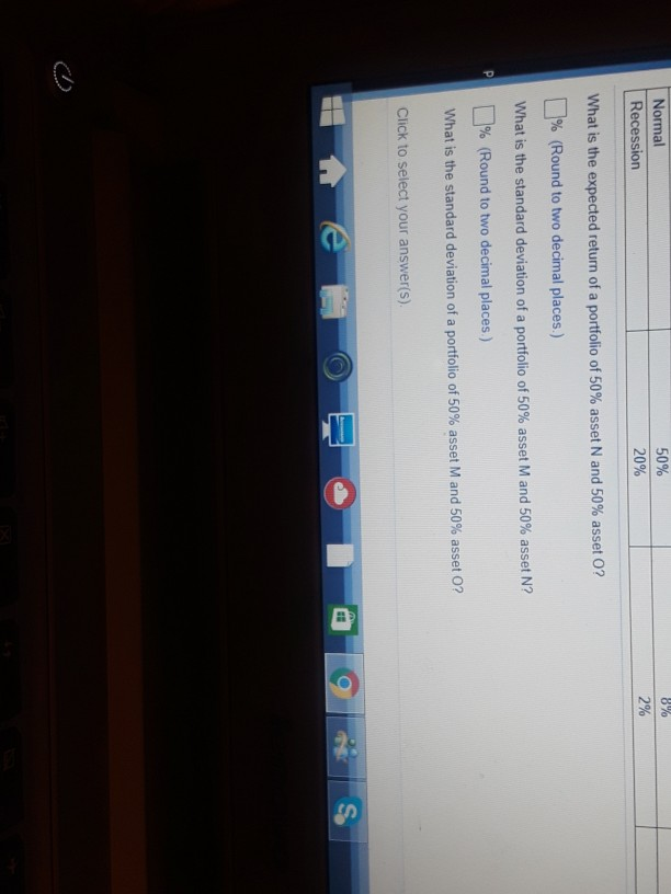 asset M and of the portiolio equally investe assets M, N, and