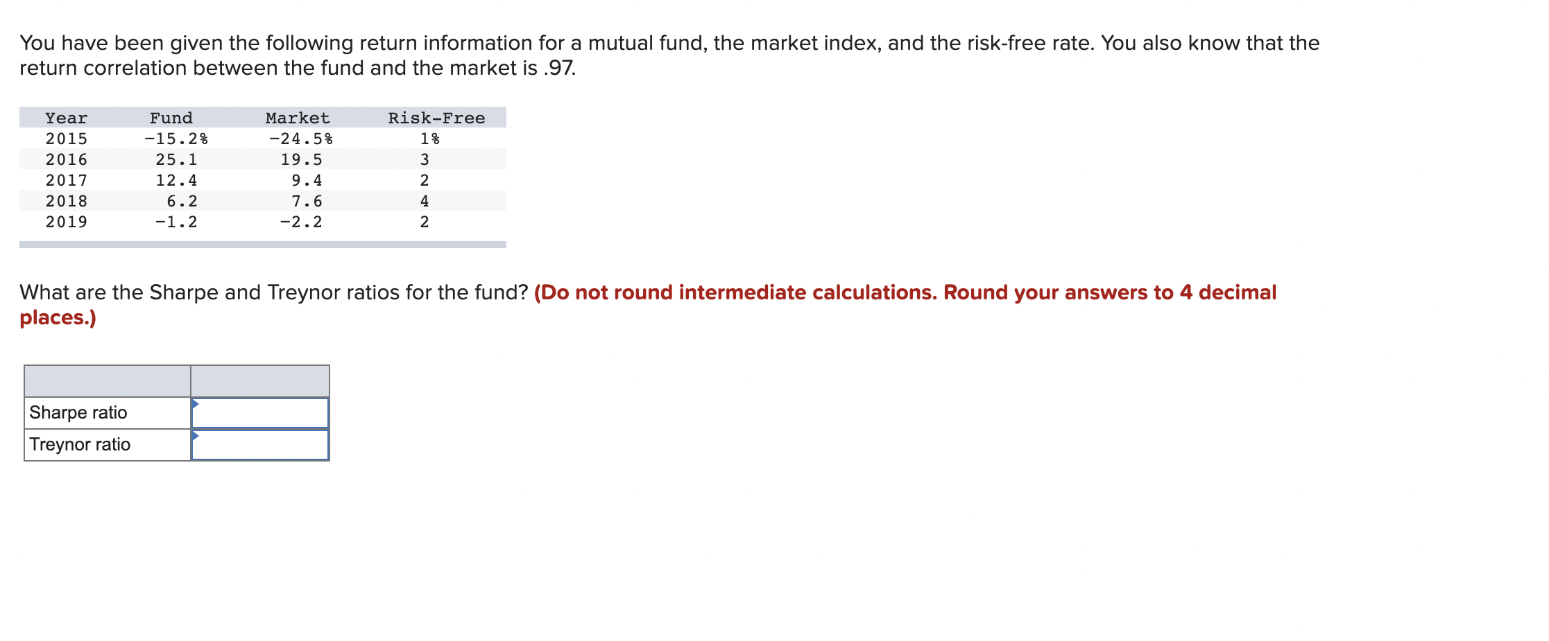  You have been given the following return information for a mutual
