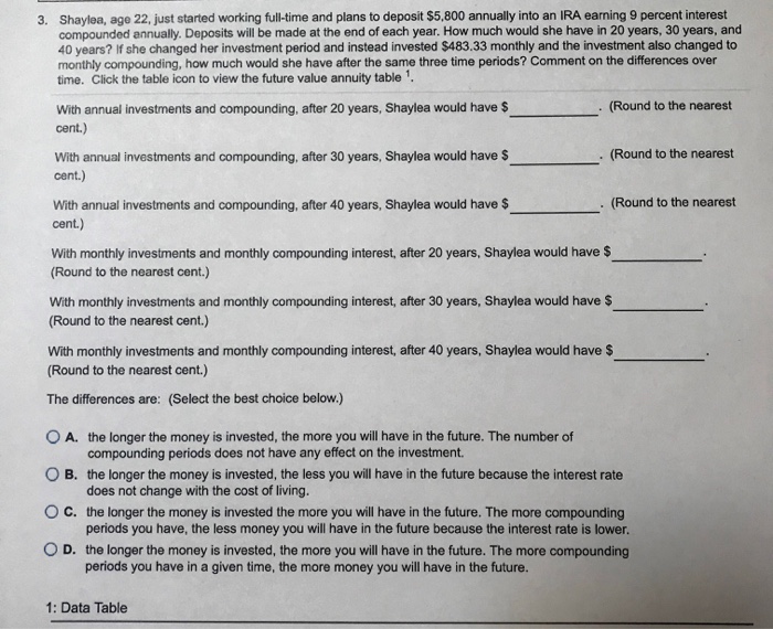  Please show all work and number each problem correctly! Shaylea, age