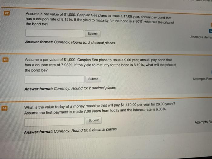 please help me with all 3 questions! #2 Assume a par value