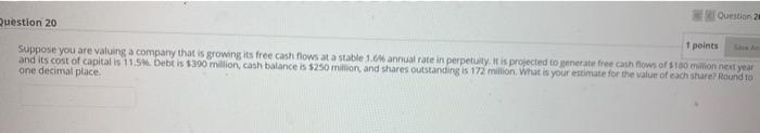 Oeste 7 of 20 Question 7 1 points You own a bond