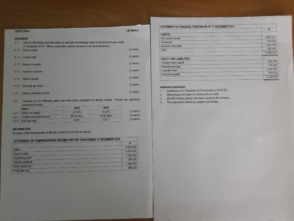 marks) urn on esity [2 marks 4.17 Debtors collection period 1 (2