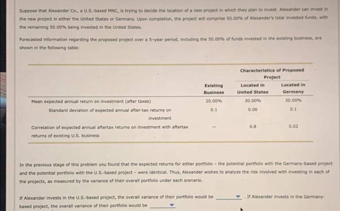 THE QUESTION IS ABOUT VARIANCE NOT EXPECTED RETURNplease provide 2 clear answers