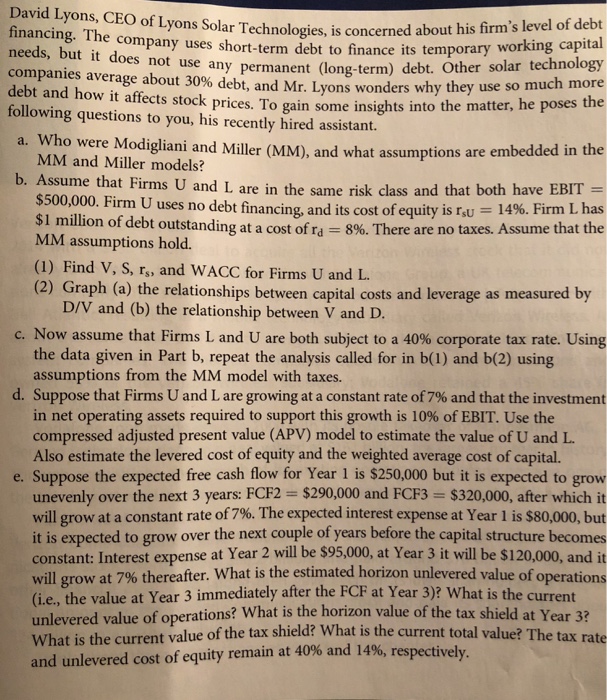  David Lyons, CEO financing. The needs, but it does not use