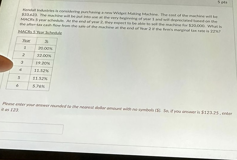 Kendall Industries is considering purchasing a new Widget Making Machine. The