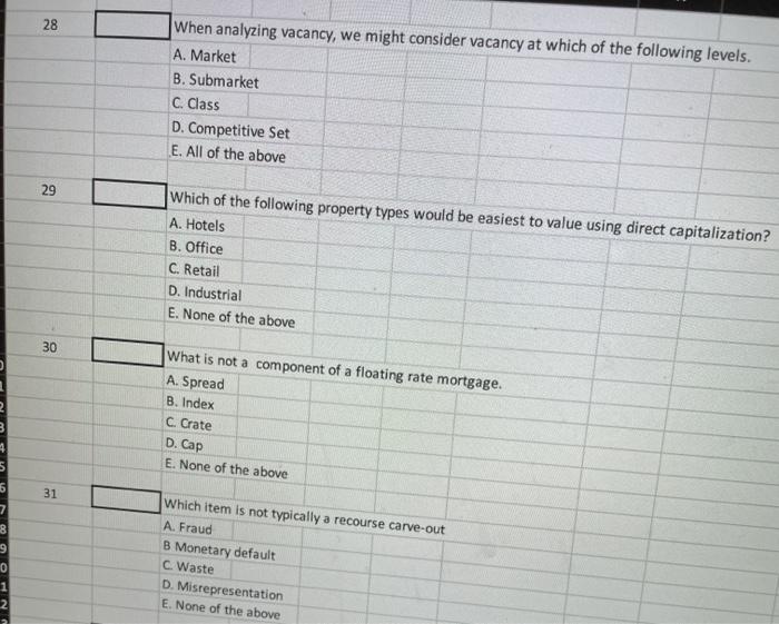 answer all 28 When analyzing vacancy, we might consider vacancy at which
