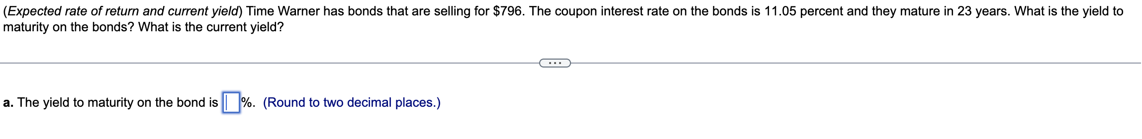  (Expected rate of return and current yield) Time Warner has bonds
