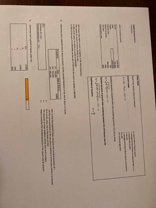 please use excel functions Cheet Set Capital Structure Part Recall from lecture