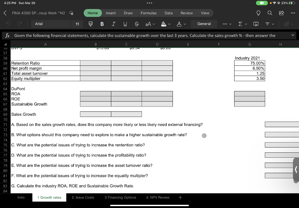 over the last 3 years. Calculate the sales growth \% then answer