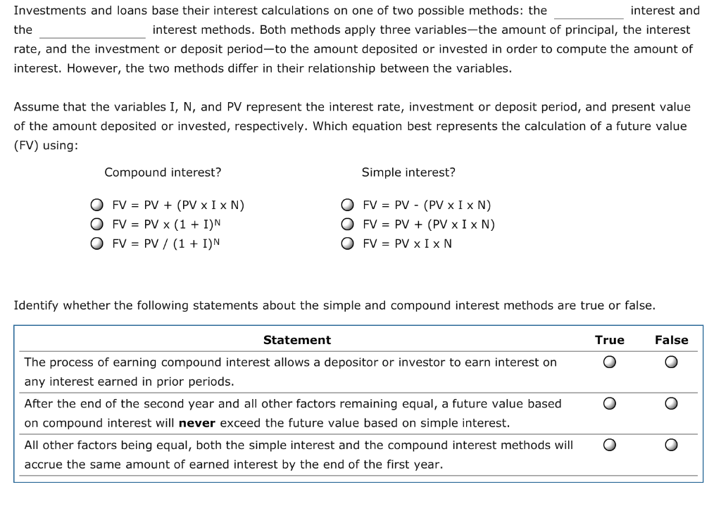 the multiple choice The principal of the time value of money is
