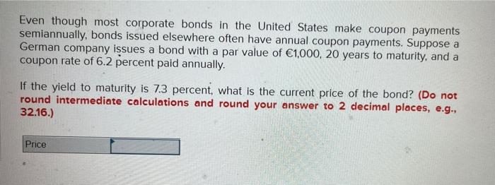 yield to maturity on this bond is 3.3 percent, and the bond