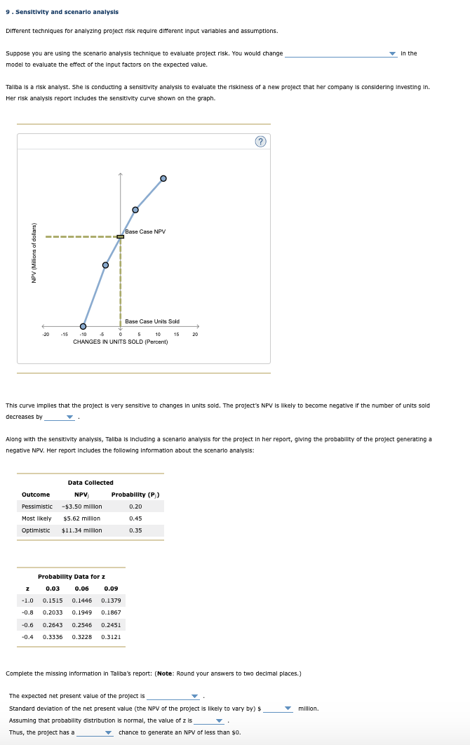  9. Sensitivity and scenario analysis Different techniques for analyzing project risk