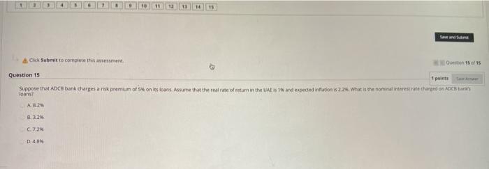  12 13 14 Click Submit to complete this 1815 Question 15