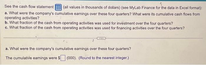 of dollars) (see MyLab Finance for the data in Excel format): a.