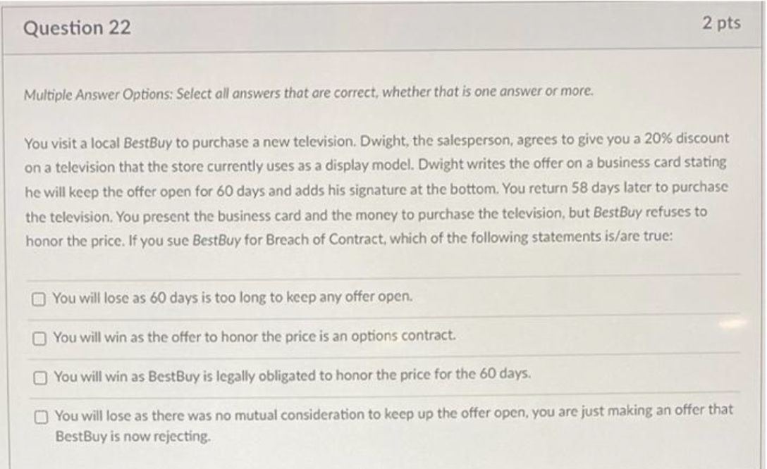  Multiple Answer Options: Select all answers that are correct, whether that