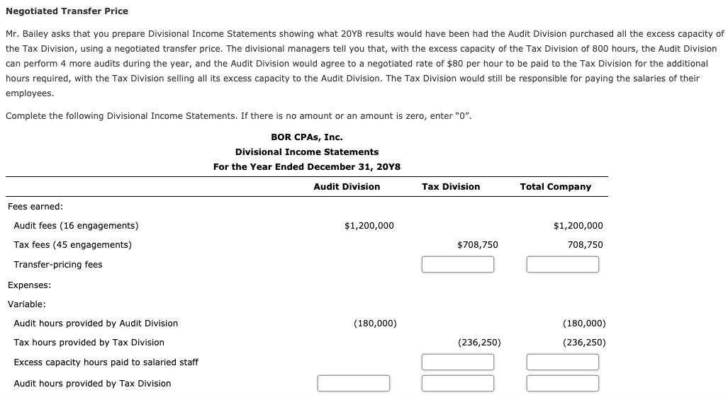 provide tax services to both individuals and businesses. The corporation is divided