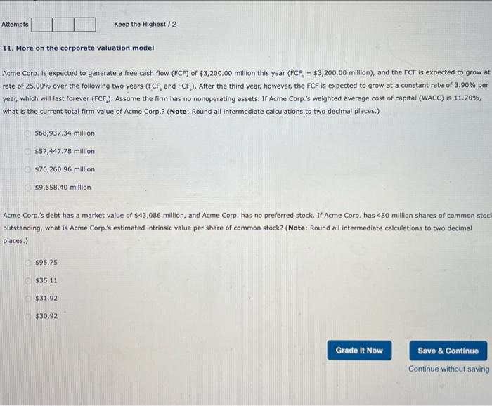  Attempts Keep the Highest / 2 11. More on the corporate