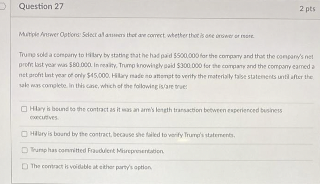 Multiple Answer Options: Select all answers that are correct, whether that