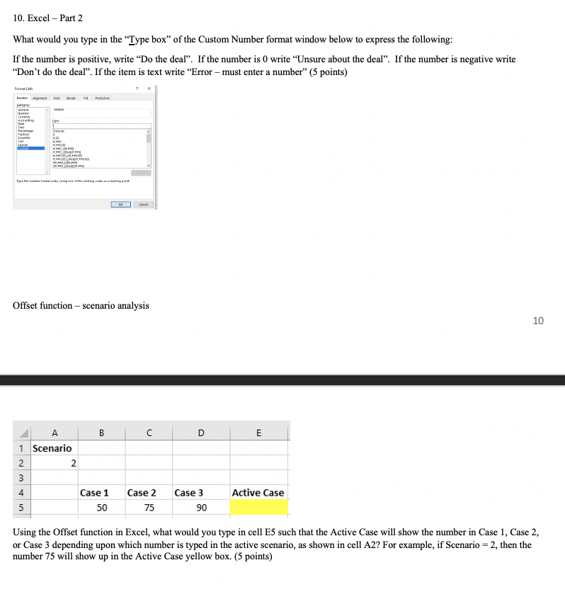 10. Excel - Part 2 What would you type in the