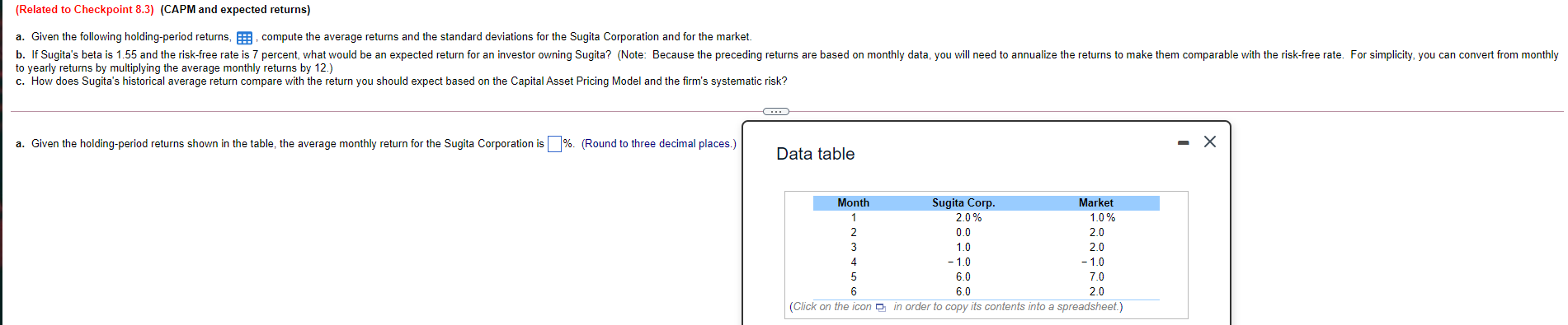 a.Given the following holding-period returns, LOADING..., compute the average returns and the