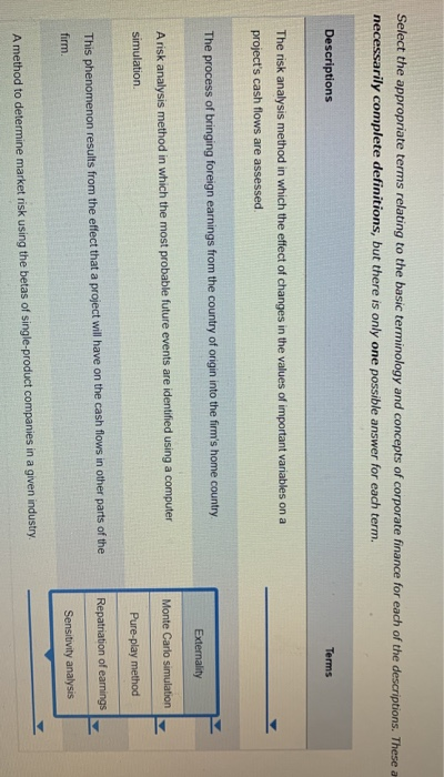  Select the appropriate terms relating to the basic terminology and concepts