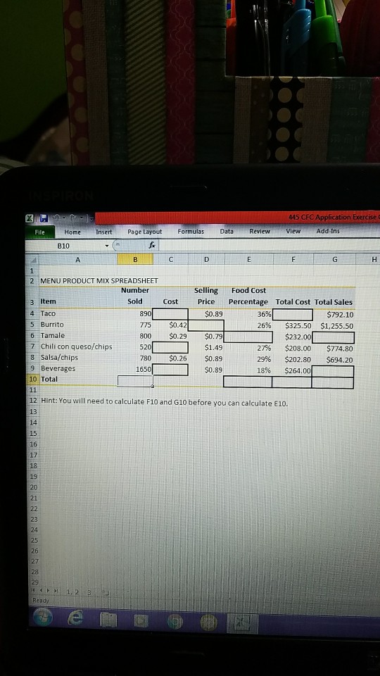 CHAPTER 4 Determining Menu Prices APPLICATION EXERCISE You are the general manager