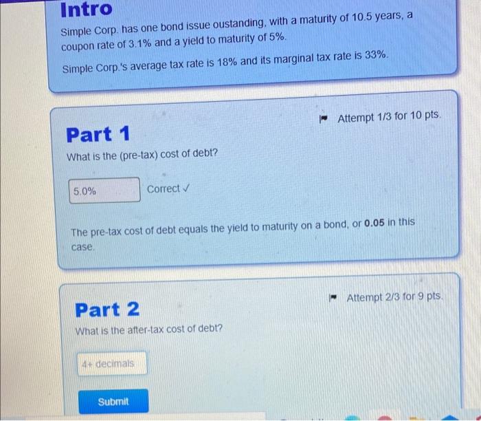  Intro Simple Corp. has one bond issue oustanding, with a maturity