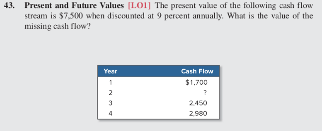  43. Present and Future Values [L01] The present value of the