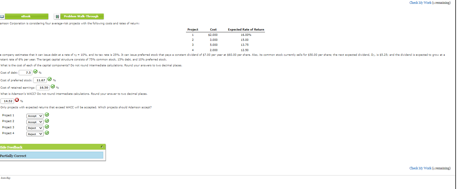 Check My Work (1 remaining) 1 eBook Problem Walk-Through amson Corporation