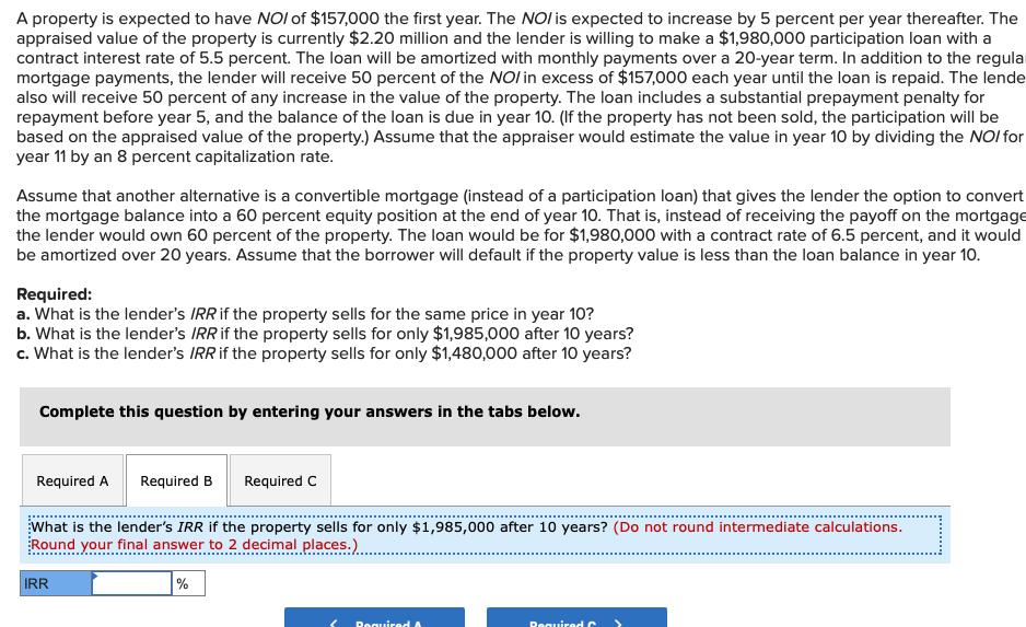 have NOI of $157,000 the first year. The Nol is expected to